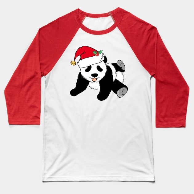 Cute Christmas Panda Bear Santa Baseball T-Shirt by epiclovedesigns